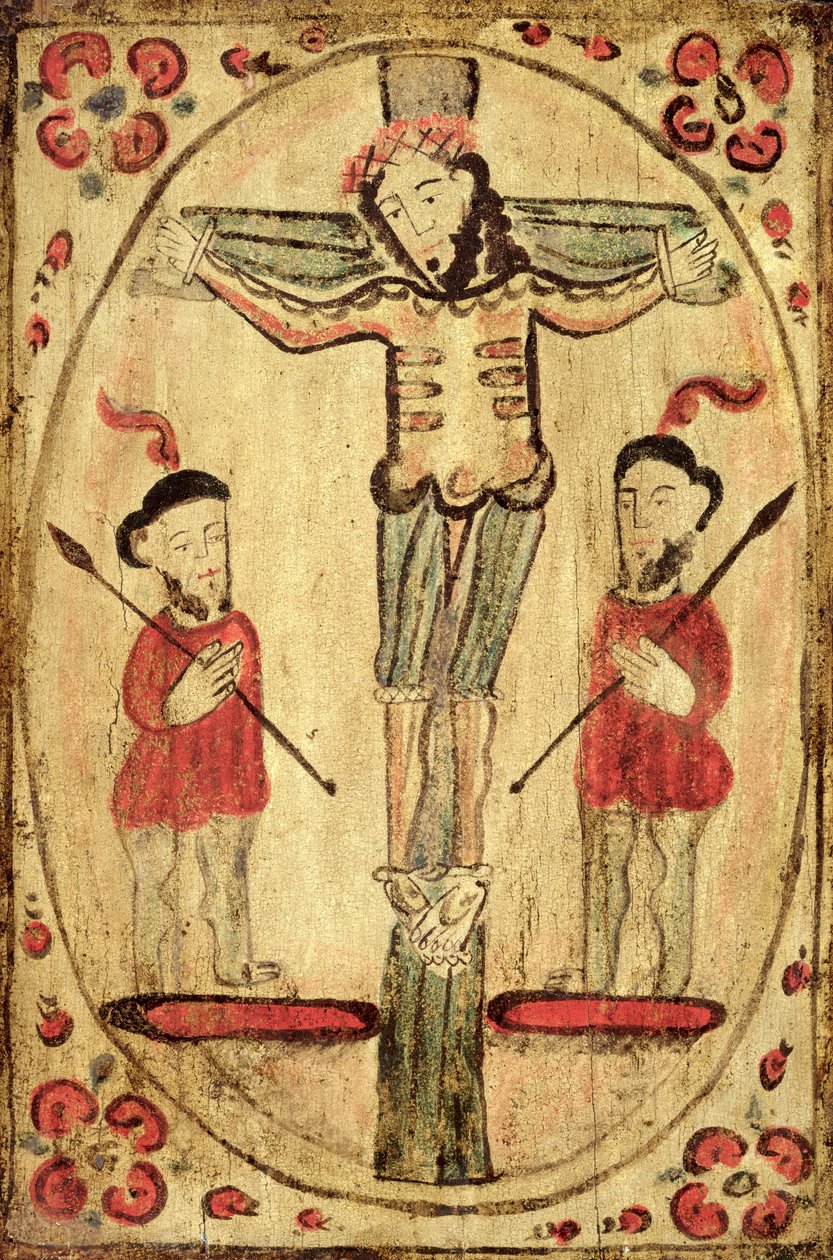 Cristo sulla croce e due figure da American School