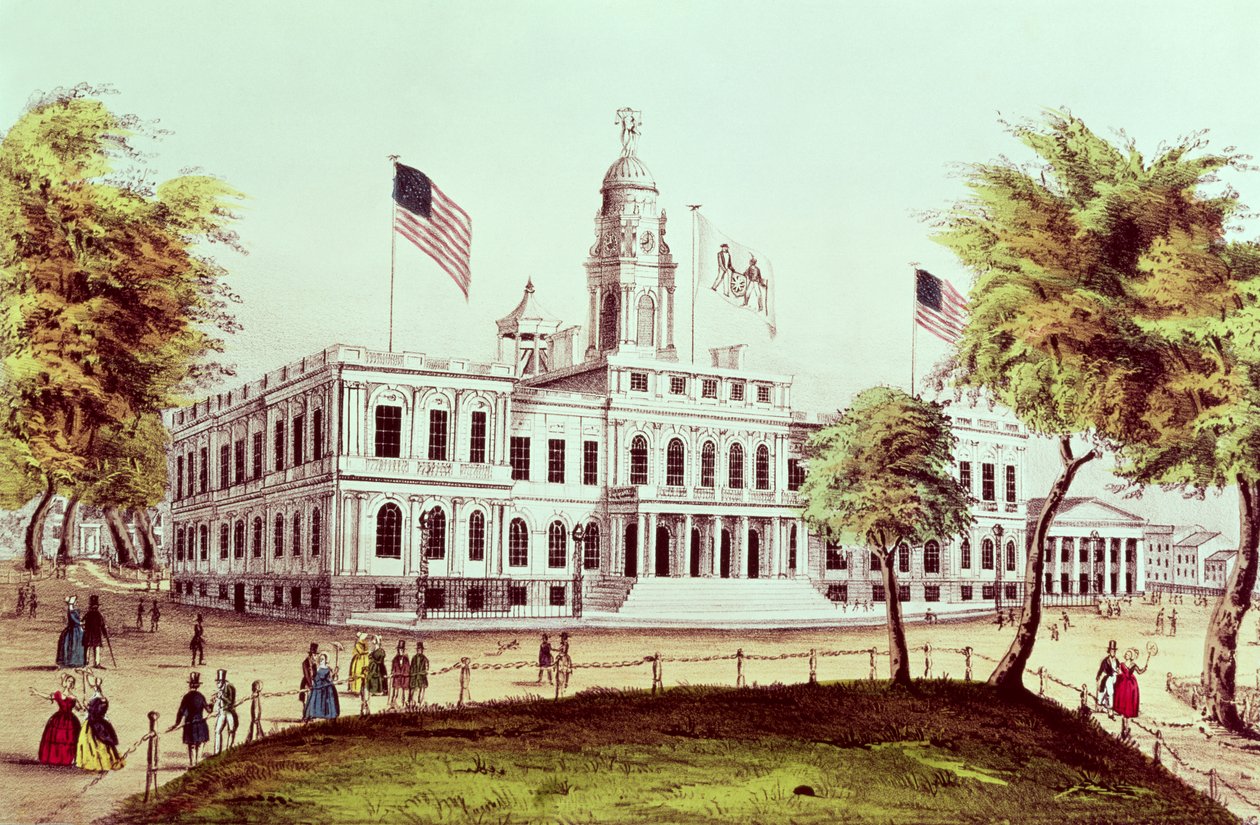 Municipio, New York, inciso da Nathaniel Currier da American School