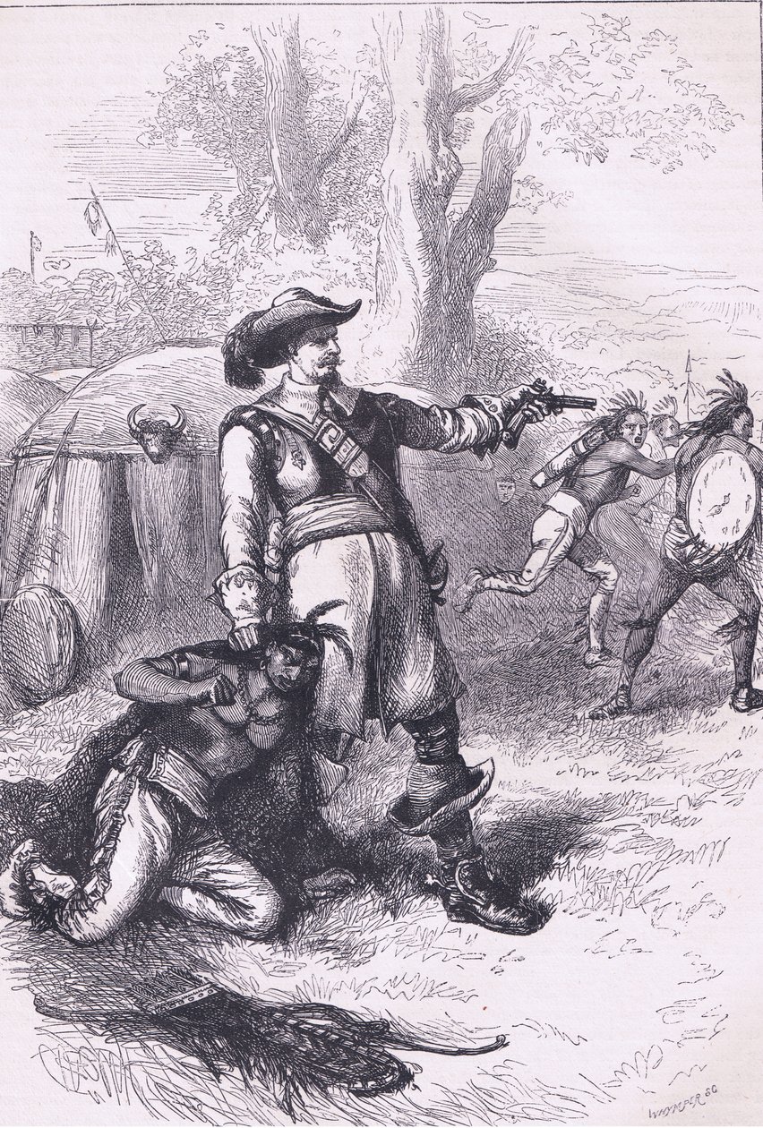 Colonnello Atherton e gli indiani 1661, illustrazione da Cassell