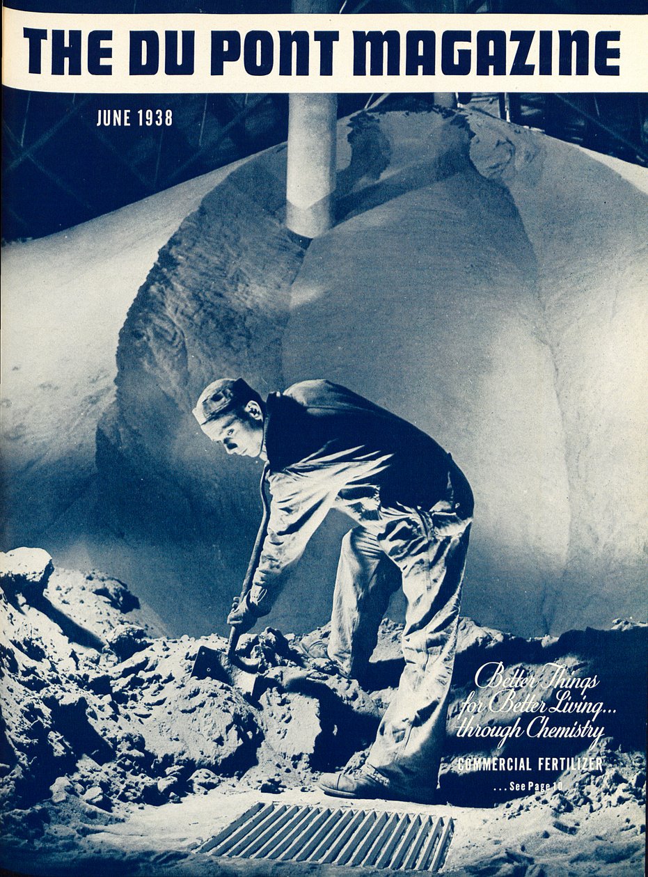 Fertilizzante commerciale, copertina della rivista DuPont, giugno 1938 da American School