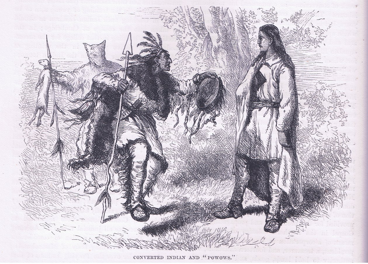 Indiani convertiti "Powows" 1695, illustrazione da Cassell