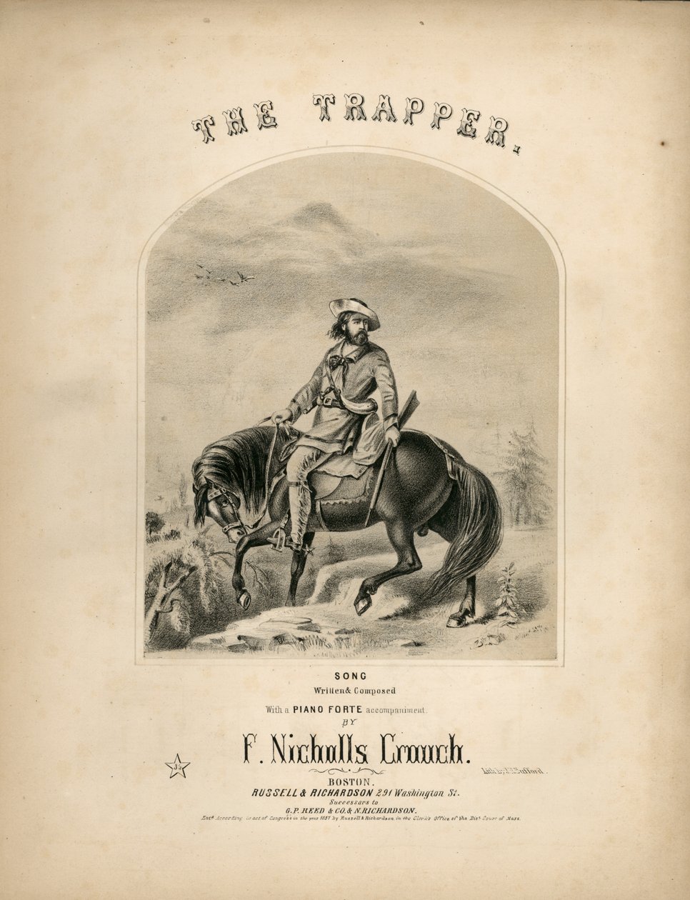 Copertina del foglio di partitura per The Trapper da American School