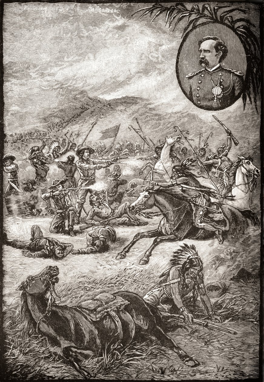 Morte del Generale George Armstrong Custer e dei soldati del 7° cavalleria alla Battaglia di Little Big Horn, 25 giugno 1876 da American School