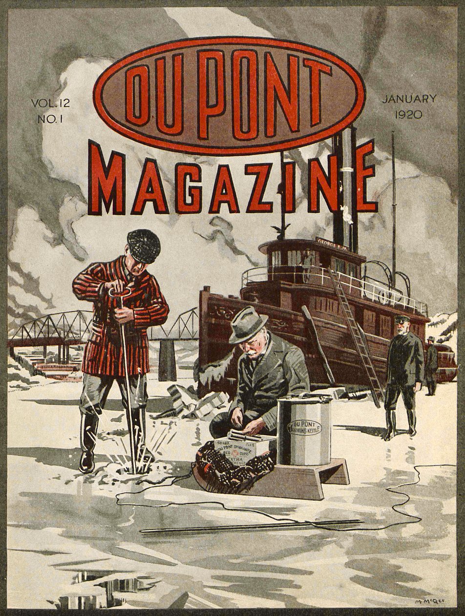 Dinamite DuPont, copertina della rivista DuPont, gennaio 1920 da American School
