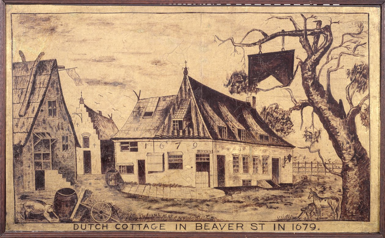 Cottage olandese in Beaver Street nel 1679, c.1853 da American School