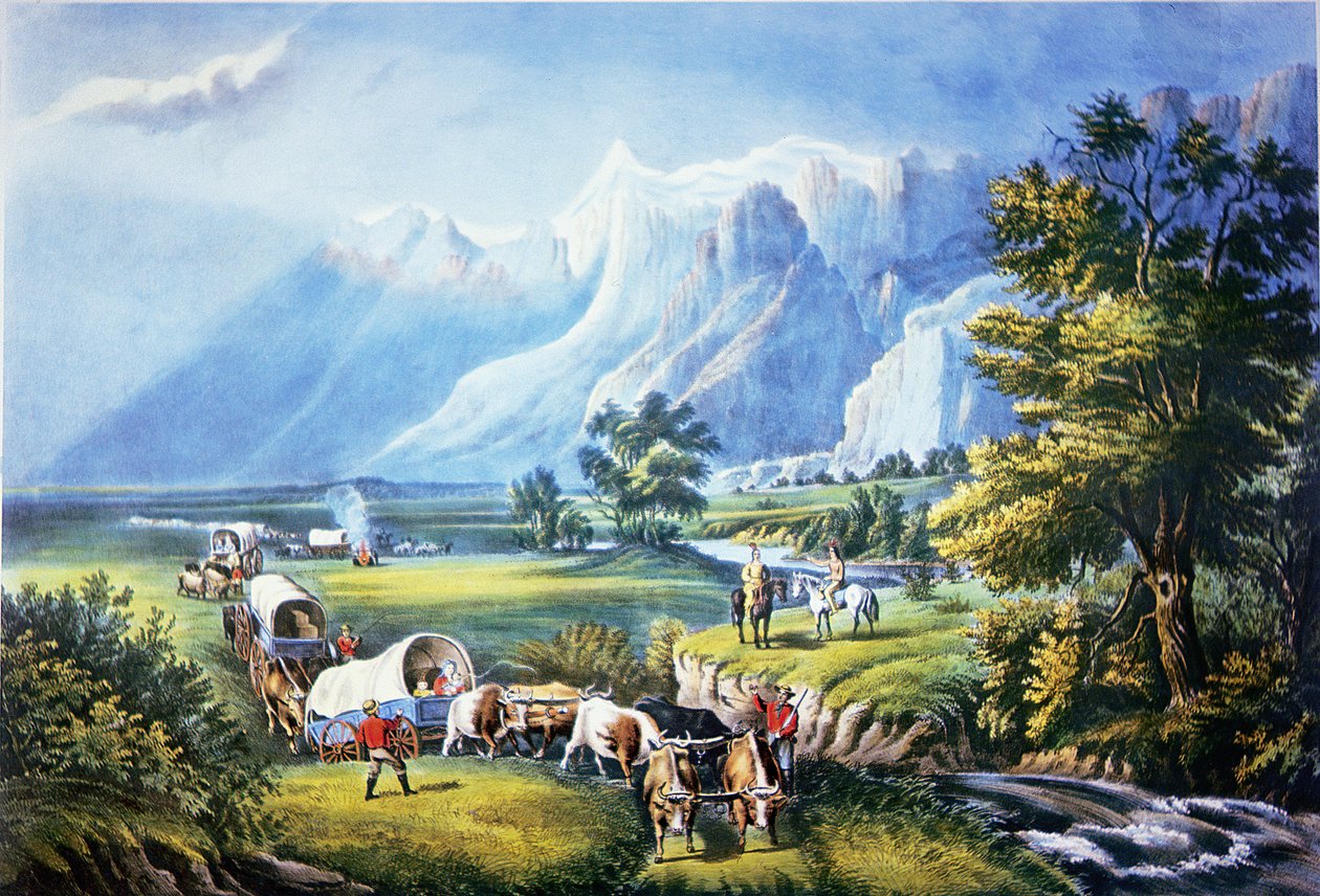 Emigranti che attraversano le Pianure da American School