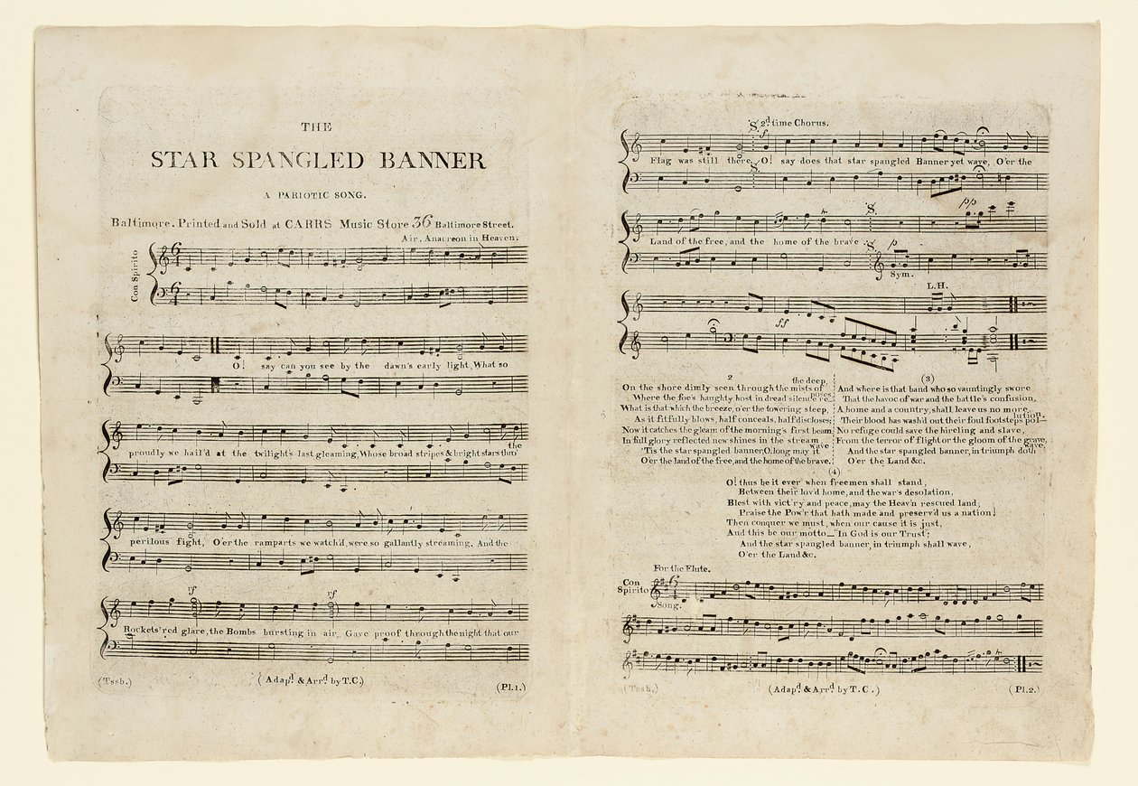 Prima edizione dello spartito per "The Star Spangled Banner. A Patriotic da American School