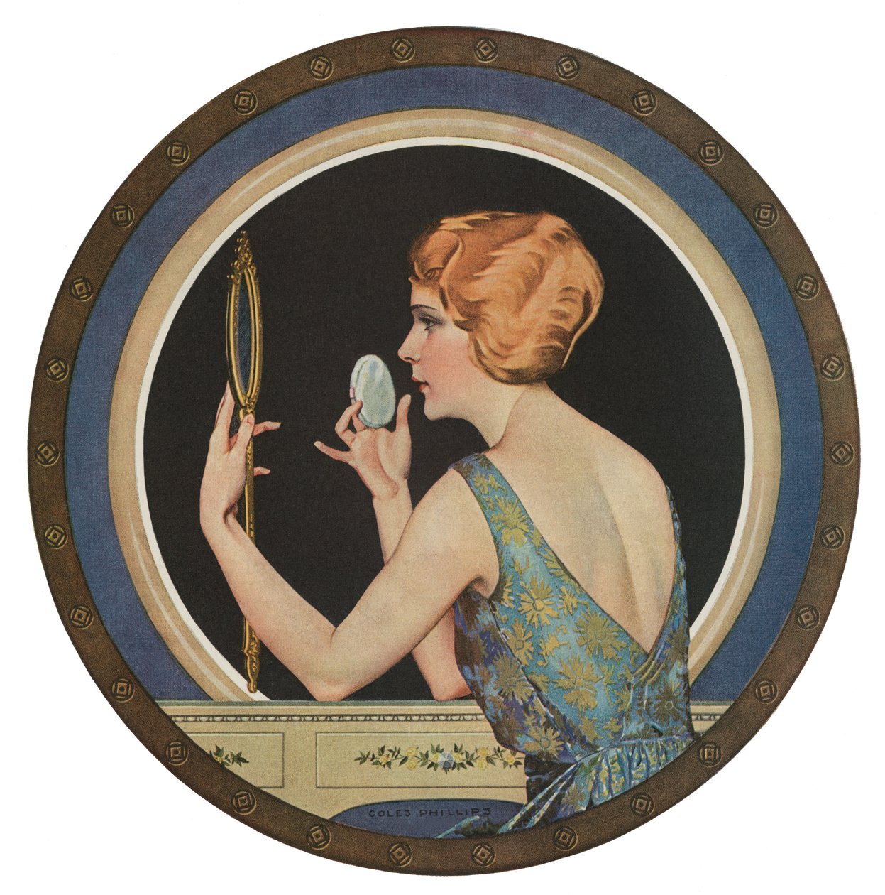 Flapper che si trucca davanti a uno specchio da American School