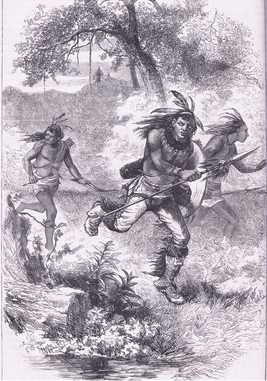 Fuga degli indiani dopo il massacro, illustrazione da Cassell