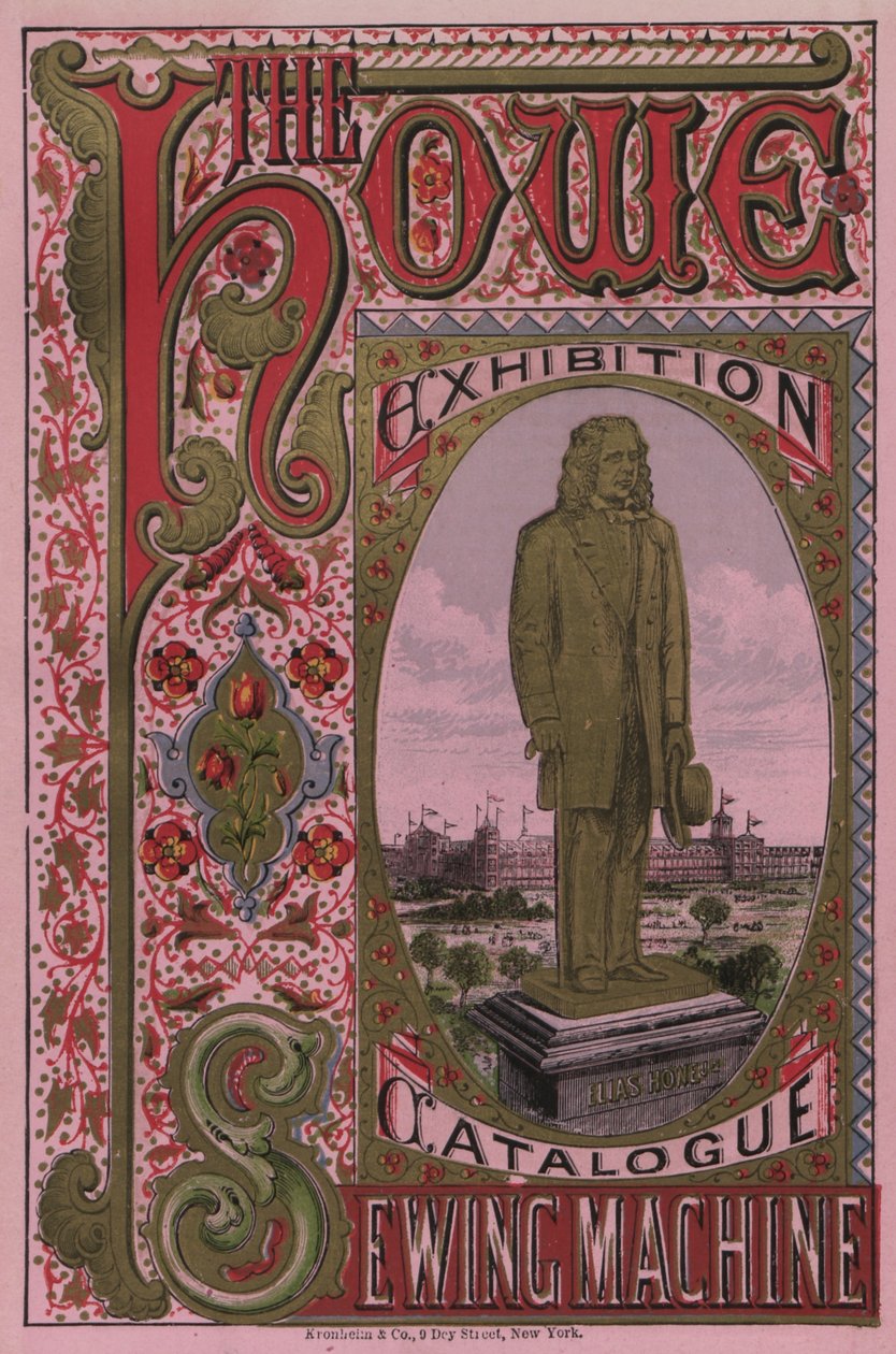Copertina del catalogo della mostra della macchina da cucire Howe, 1876 da American School
