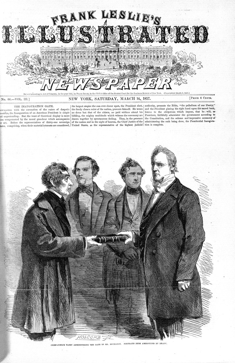 Prima pagina di Frank Leslies Illustrated Newspaper 14 marzo 1857 da American School