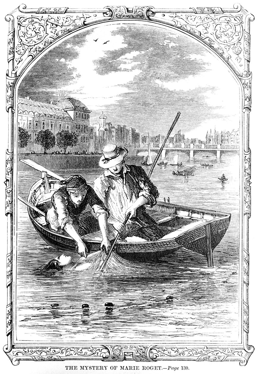 Frontespizio di Il Mistero di Marie Roget di Edgar Allen Poe (1809-49) 1852 da American School