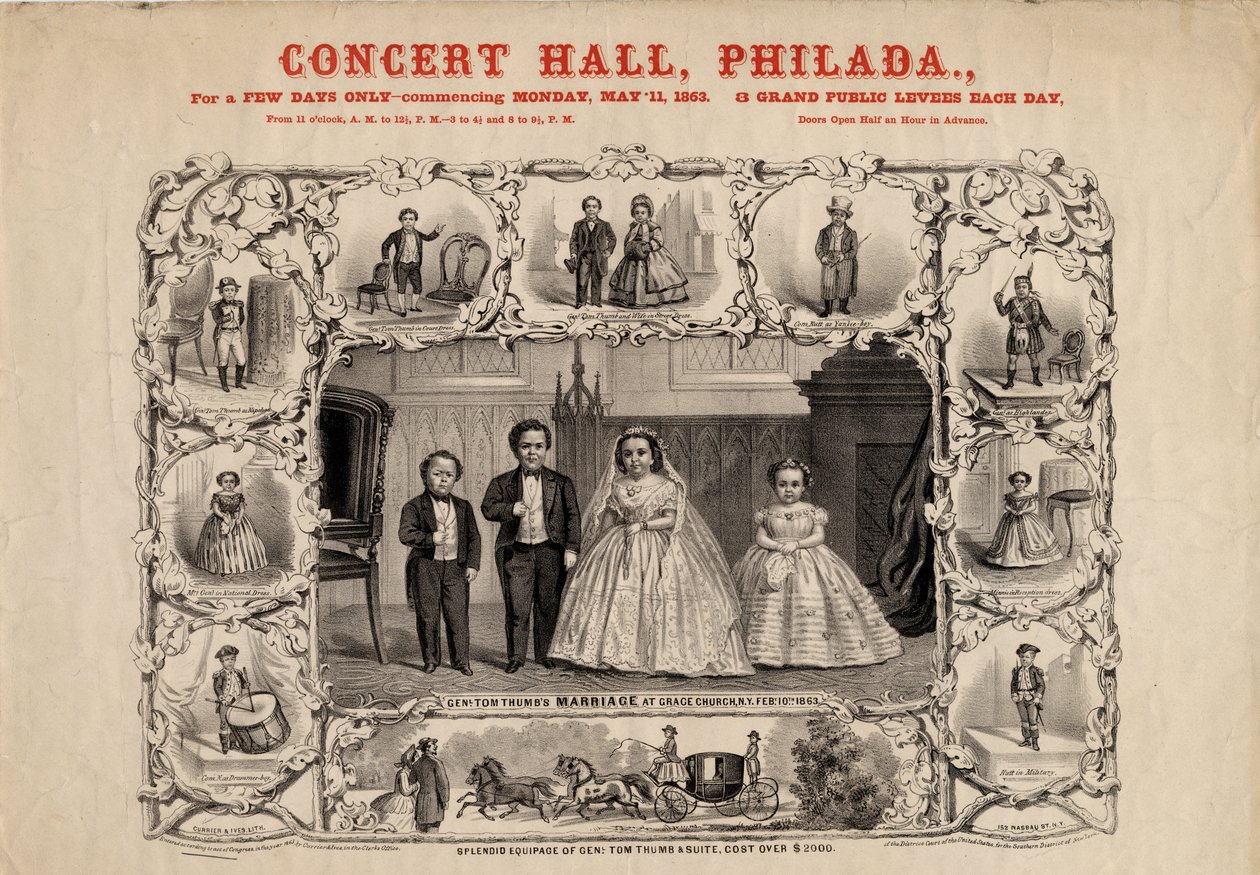 Gen. Tom Thumb e moglie, Com. Nutt e Miss Minnie Warren da American School
