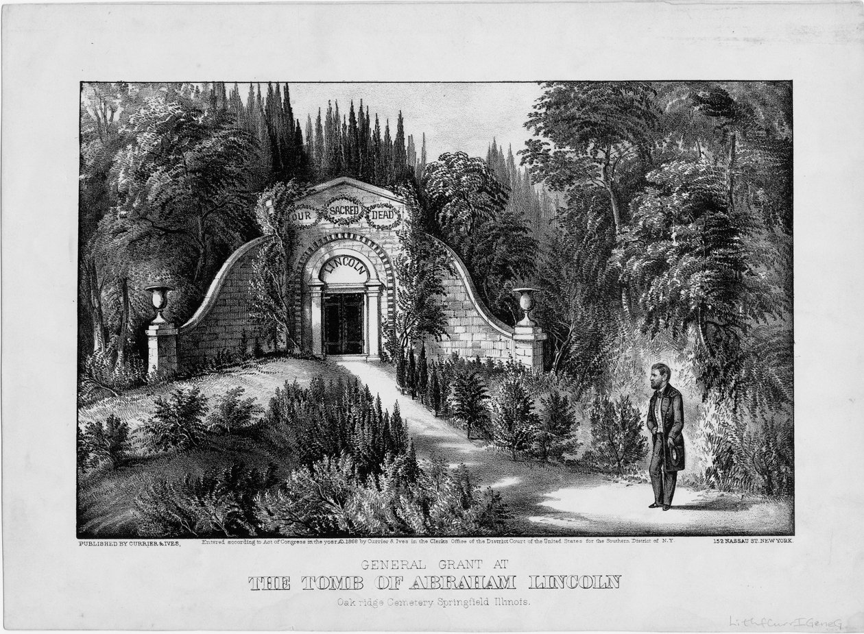 Generale Grant alla tomba di Abraham Lincoln, Oak Ridge Cemetery, Springfield, Illinois da American School