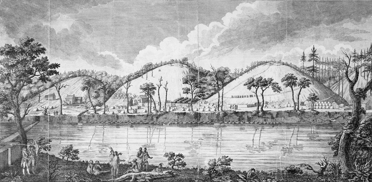Il generale John Burgoyne (1723-92) incontra gli indiani da American School