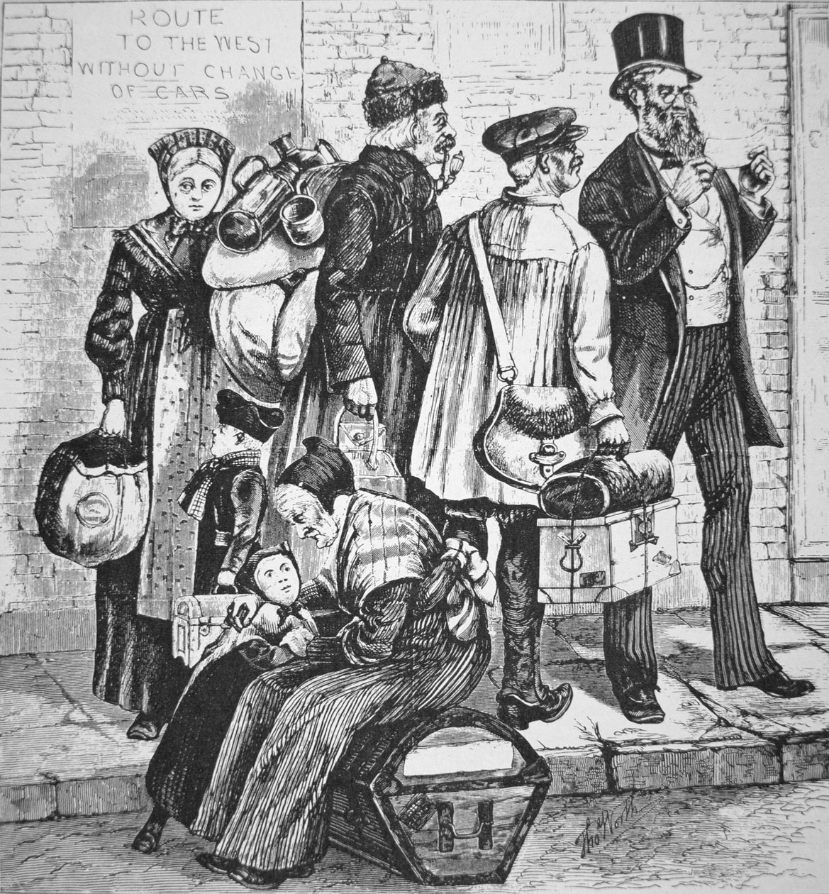 Immigrati tedeschi a New York City, c.1870 da American School