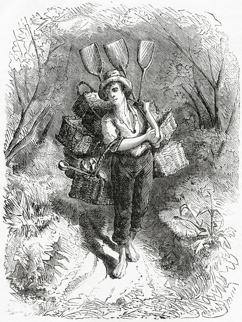 Andare al Negozio, illustrazione per una storia, Una Comunità di Reietti, da Appletons Journal, 23 marzo 1872 da American School