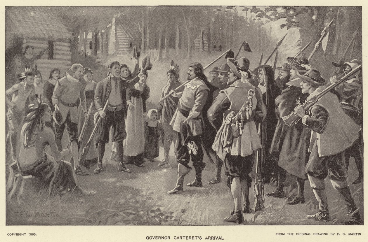 Arrivo del governatore Carteret (litografia) da American School
