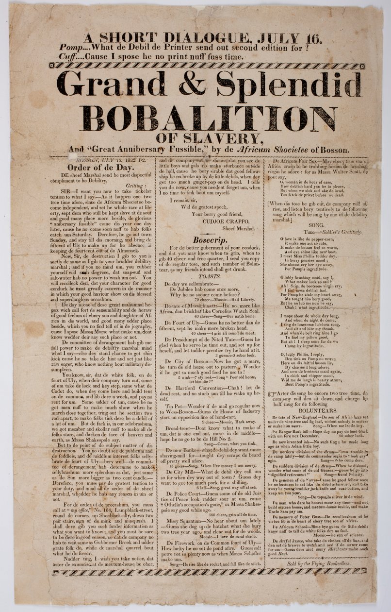 Grande e Splendida Bobalition della Schiavitù, 1822 da American School