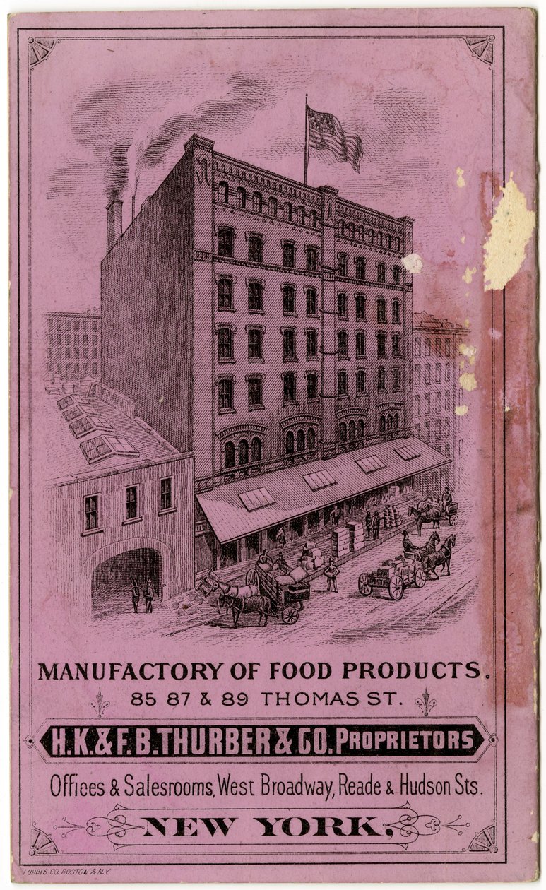 H.K. & F.B. Thurber & Co. opuscolo commerciale, verso da American School