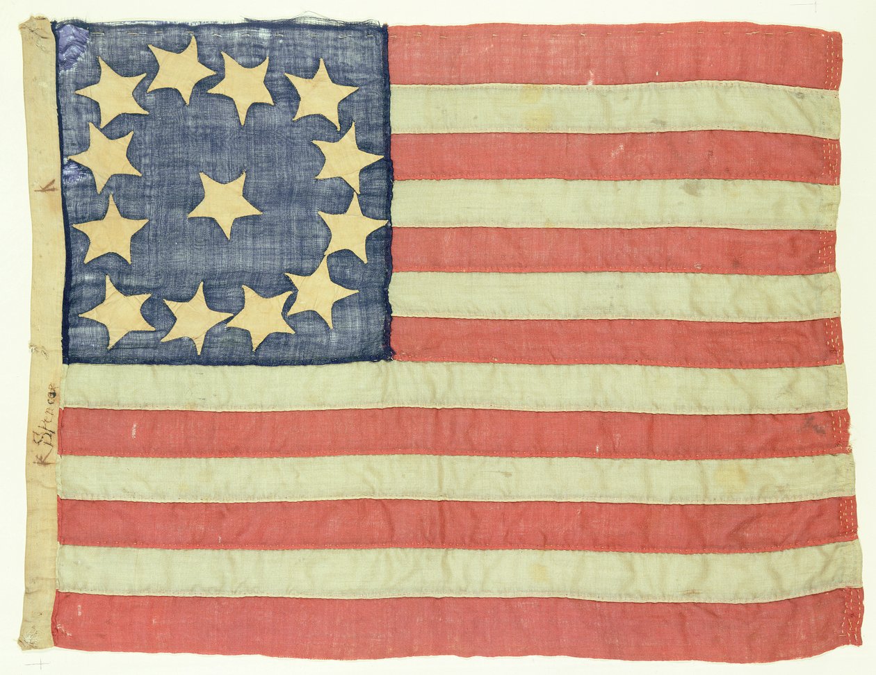 Bandiera cucita a mano con tredici stelle, c.1830-80 da American School
