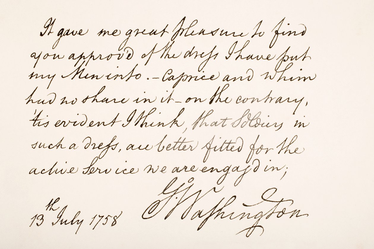 Scrittura e firma di George Washington, 1758 da American School