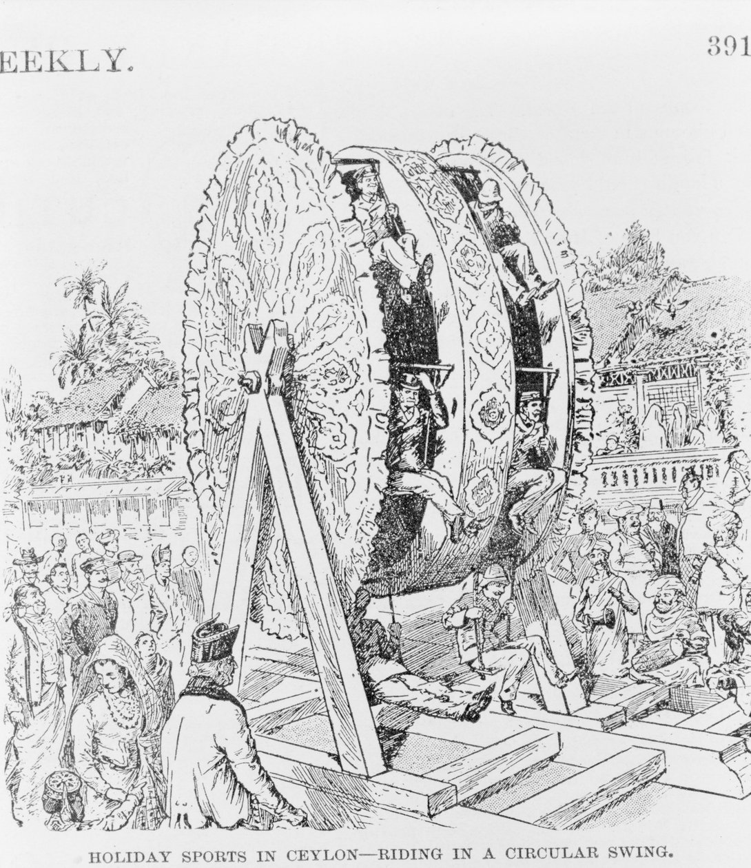 Sport Festivi a Ceylon, cavalcando una ruota circolare, c.1893 da American School