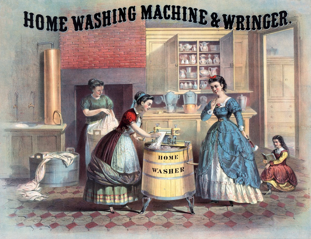 Lavatrice e strizzatore domestico, c.1869 da American School
