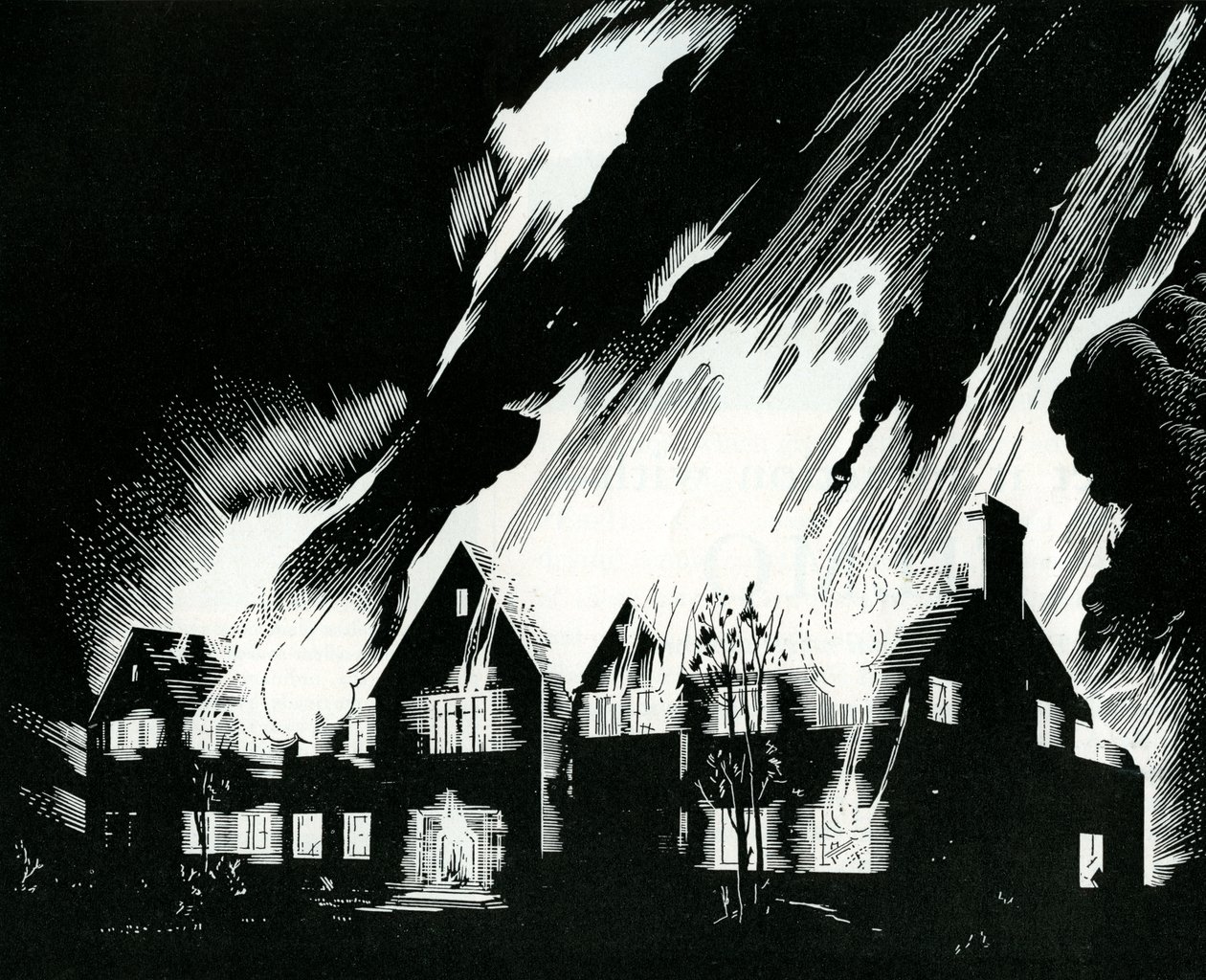 Casa avvolta dalle fiamme da American School