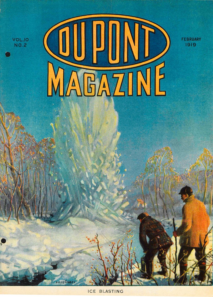 Esplosione del Ghiaccio, copertina della rivista DuPont, febbraio 1919 da American School