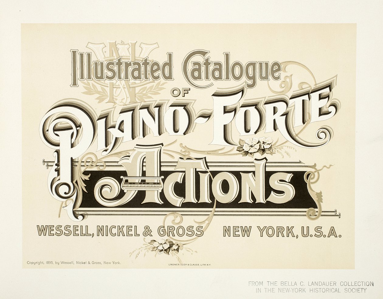 Catalogo illustrato delle azioni del pianoforte, Wessell, Nickel & Gross Co. - copertina da American School