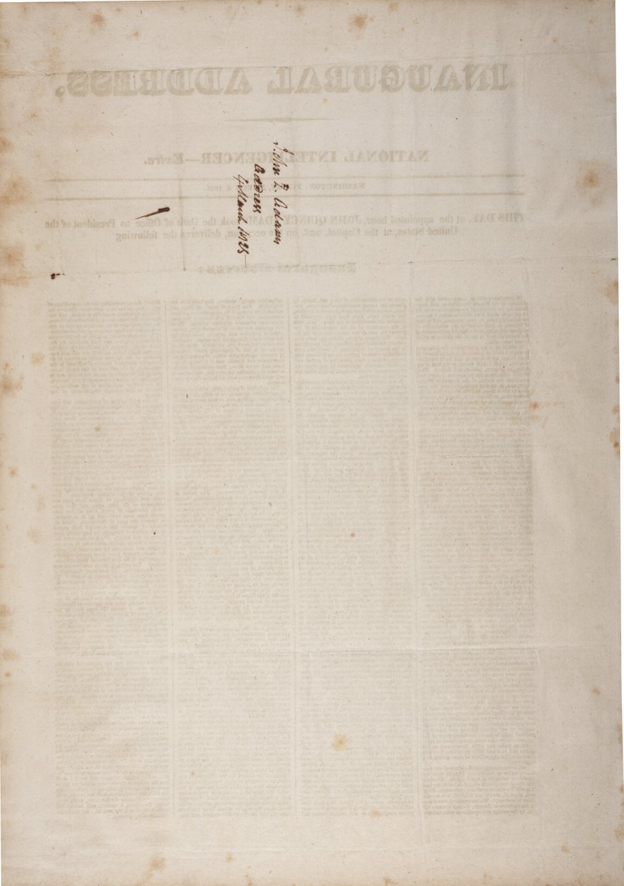 Discorso inaugurale di John Quincy Adams, 4 marzo 1825 da American School