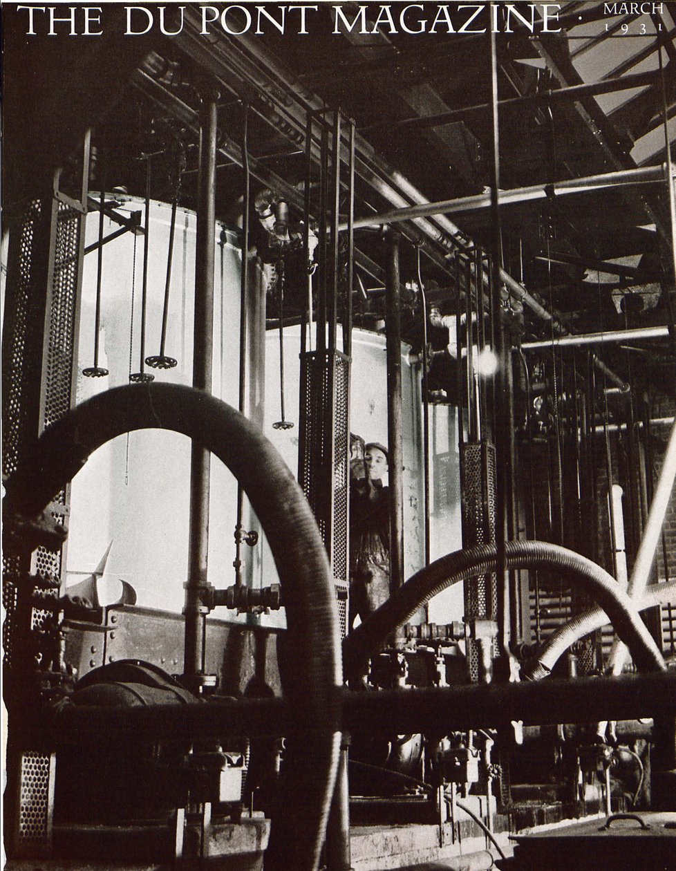 Impianto industriale, copertina della rivista DuPont, marzo 1931 da American School