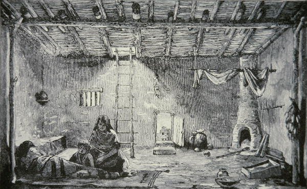 Interno di una casa Pueblo, c.1880 da American School