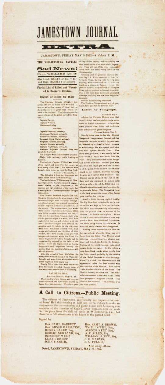 Giornale extra di Jamestown, 9 maggio 1862 da American School