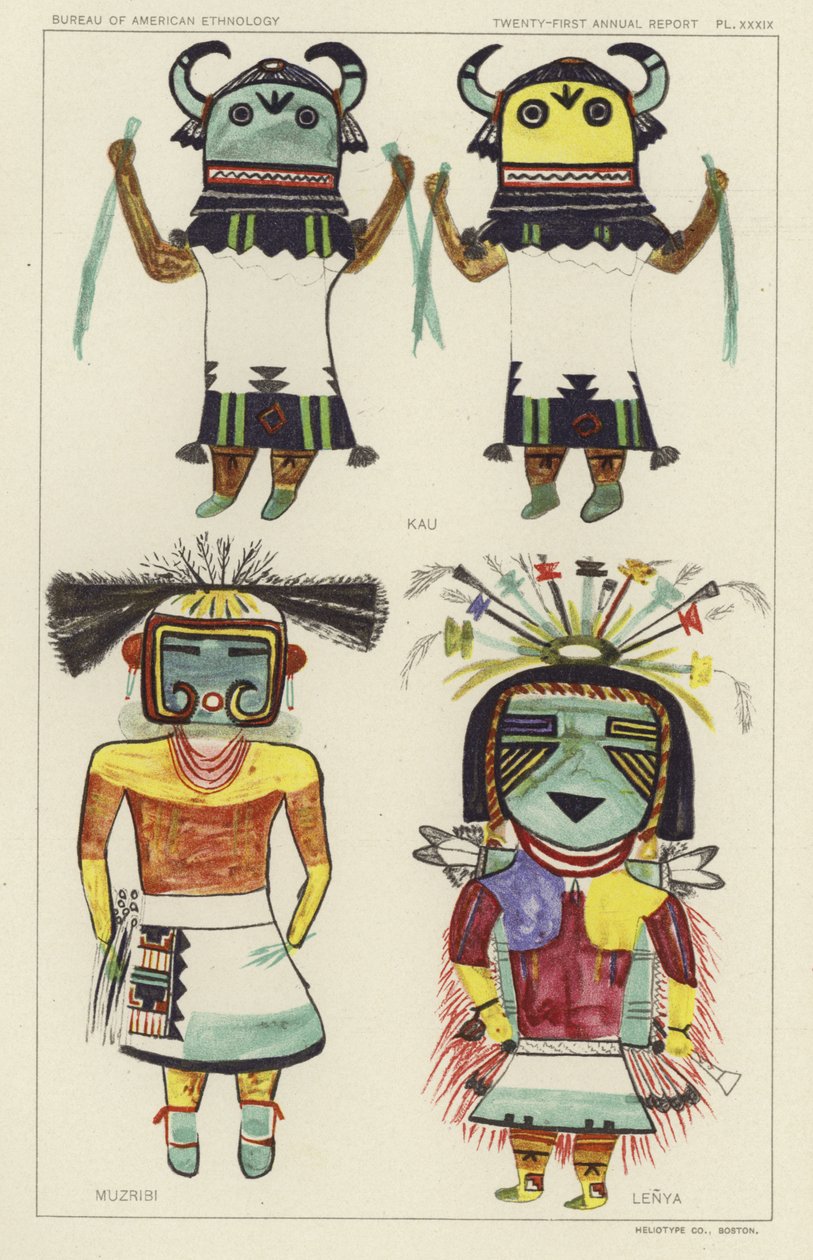 Kau, Muzribi, Lenya (litografia a colori) da American School