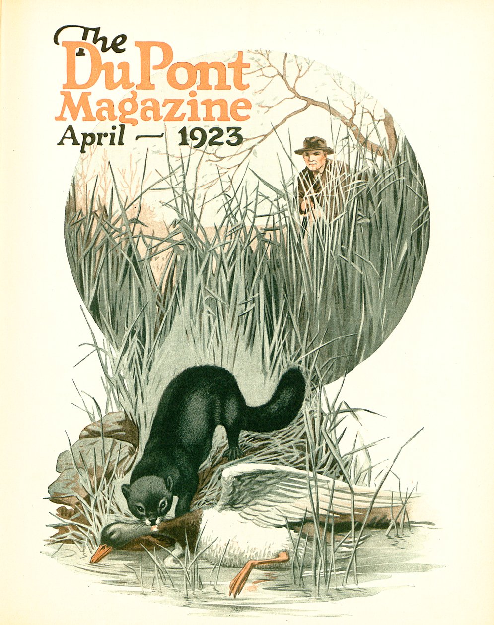 Meno Parassiti - Più Selvaggina, copertina della rivista DuPont, aprile 1923 da American School