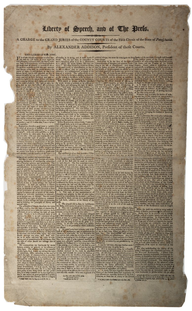 Libertà di parola e di stampa, gennaio 1799 da American School