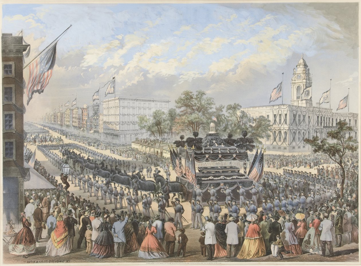 Funerale di Lincoln, 25 aprile 1865, pub. 1866 da American School