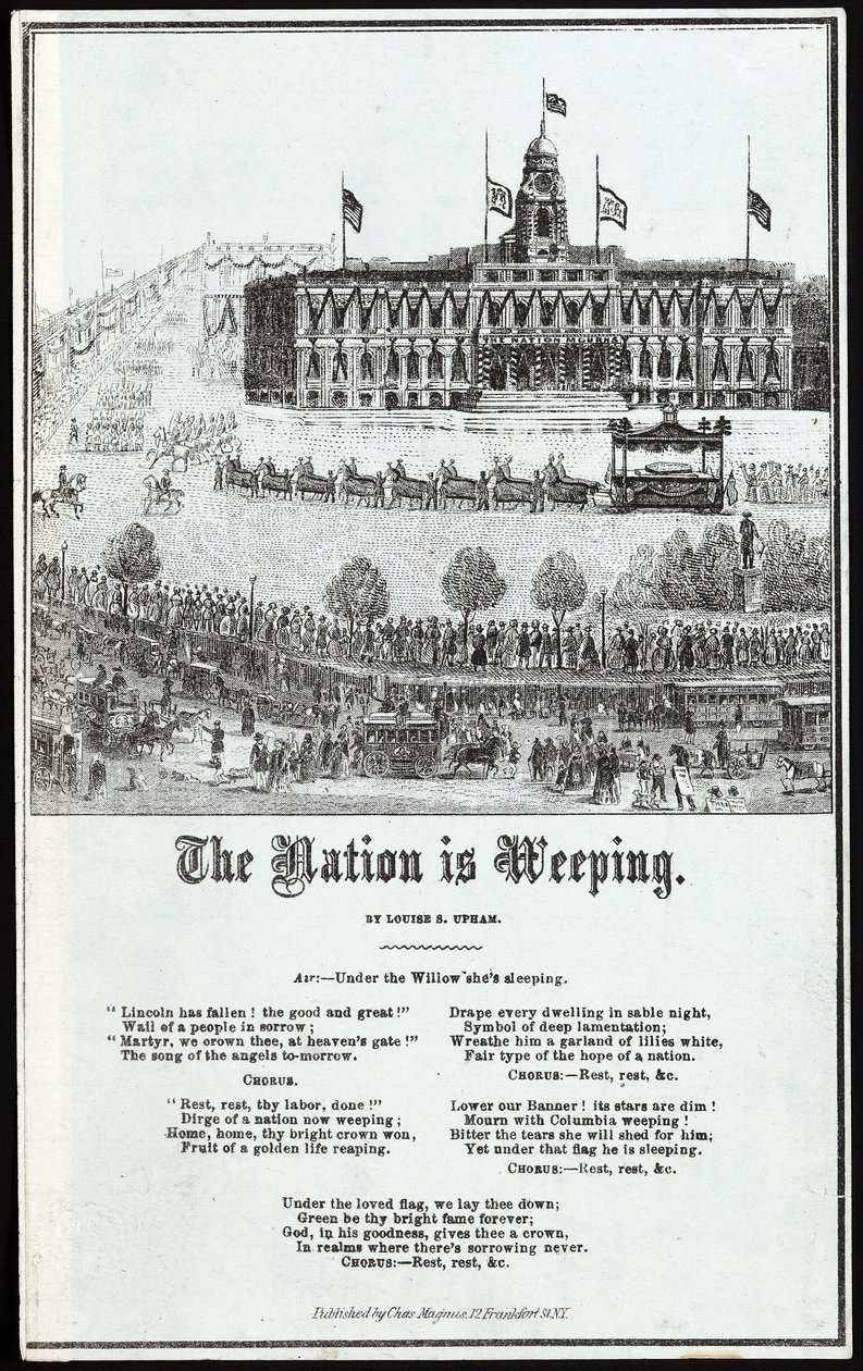 Processione funebre di Lincoln, pub. 1865 da American School
