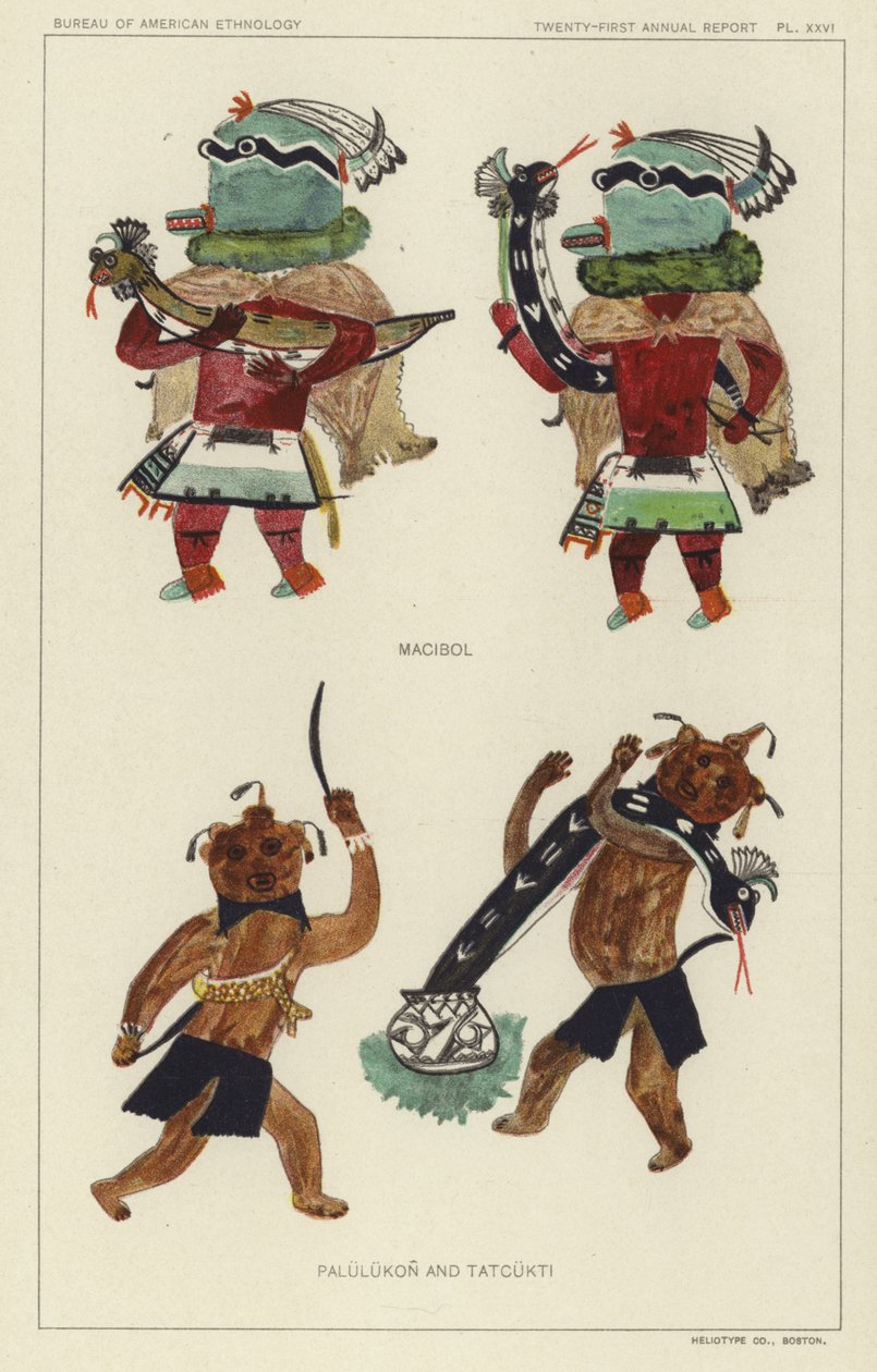 Macibol, Palulukon e Tatcukti (litografia a colori) da American School