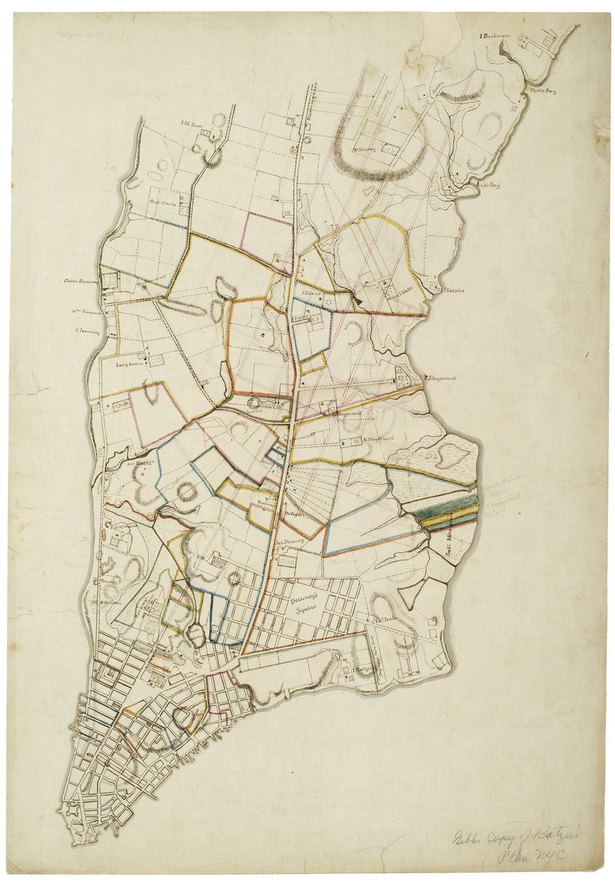 Isola di Manhattan circa 1765-1770 dalla Batteria a sopra Turtle Bay da American School