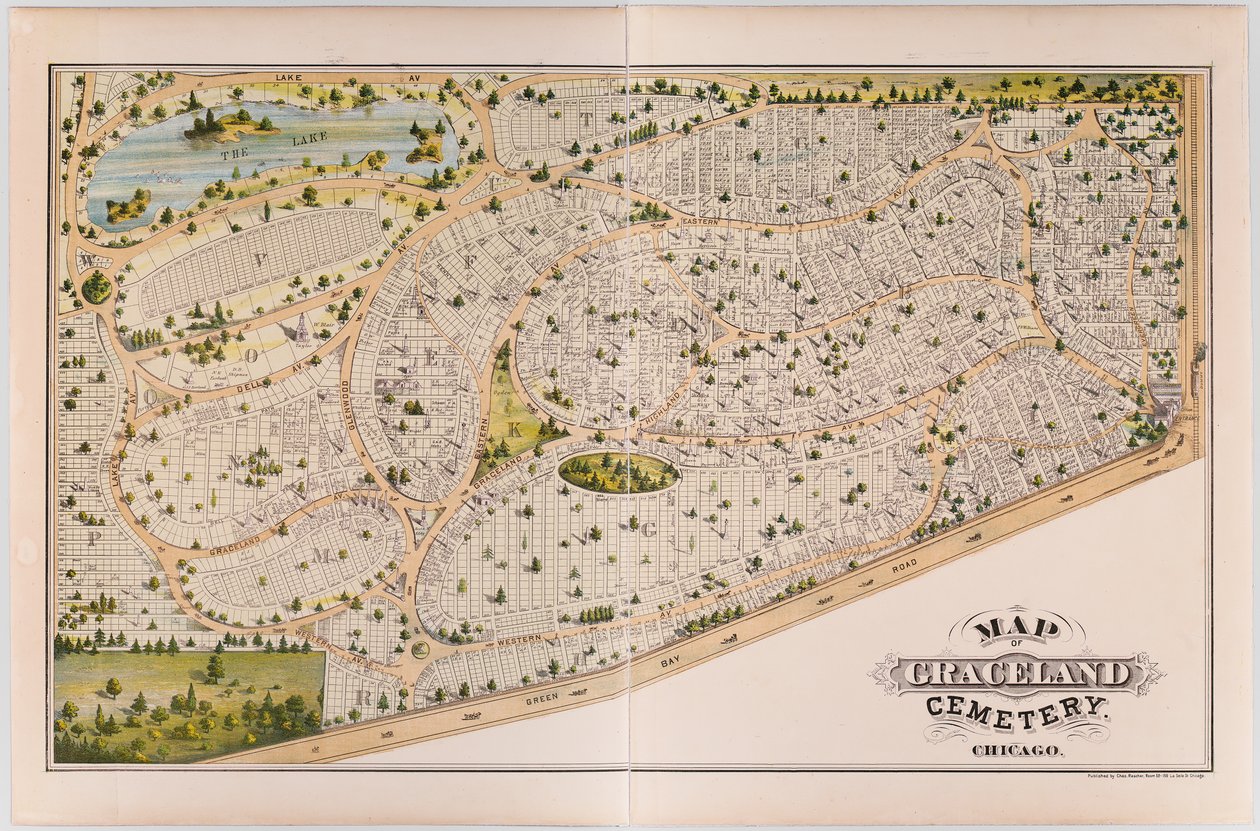 Mappa del Cimitero di Graceland, c.1875 da American School