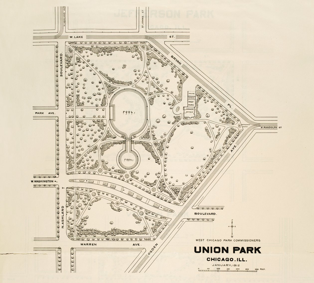 Mappa di Union Park, Chicago, Illinois da American School