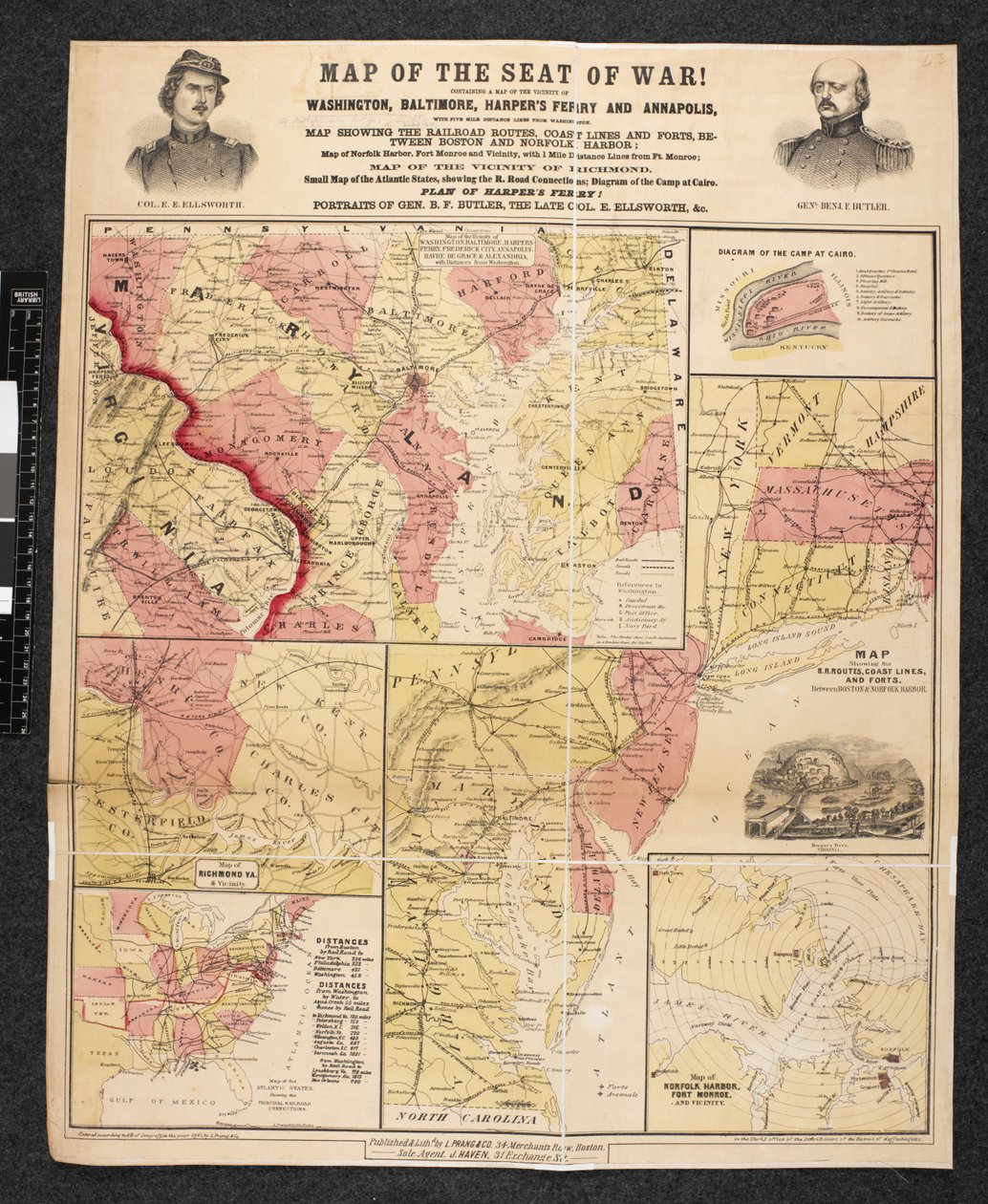 Mappa del teatro di guerra. Contenente una mappa dei dintorni di Washington, Baltimora, Harper