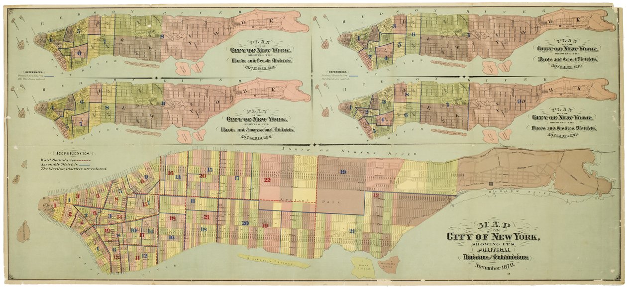Mappa della città di New York, con le sue divisioni politiche e suddivisioni da American School