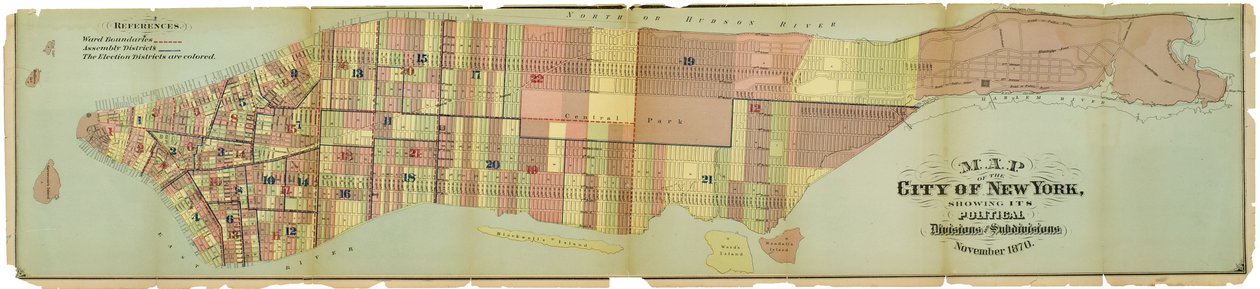 Mappa della città di New York, che mostra le sue divisioni politiche e suddivisioni da American School
