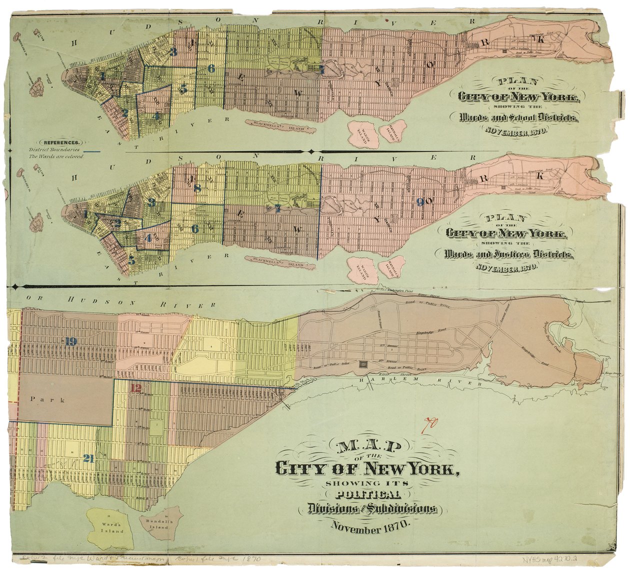 Mappa della città di New York, che mostra le sue divisioni politiche e suddivisioni da American School