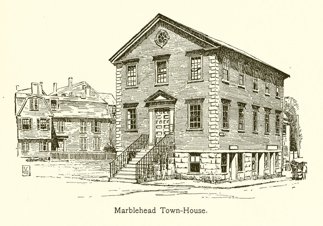 Casa comunale di Marblehead (incisione) da American School