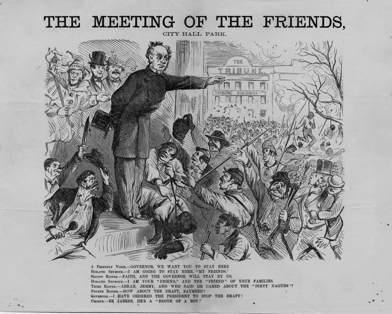 Incontro degli amici, City Hall Park, pubblicato da H.L. Stephens, New York, c.1863 da American School